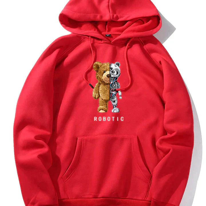 Tomáš – Mikina s Kapucí s Grafikou Robotického Medvěda