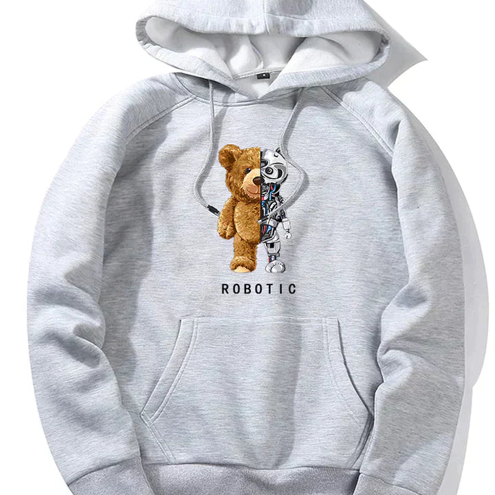 Tomáš – Mikina s Kapucí s Grafikou Robotického Medvěda