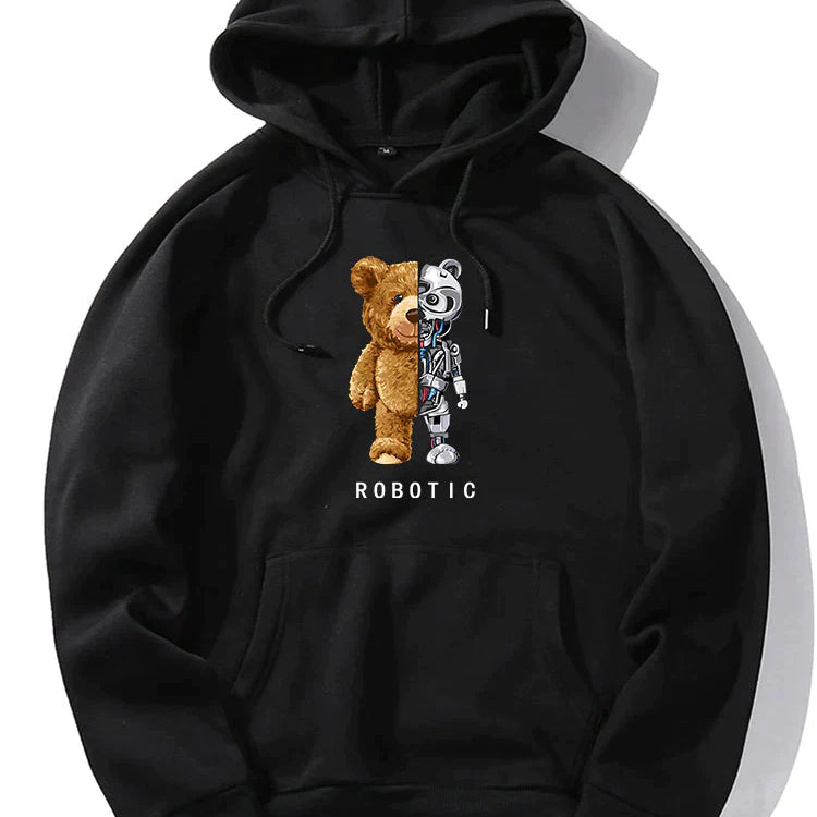 Tomáš – Mikina s Kapucí s Grafikou Robotického Medvěda